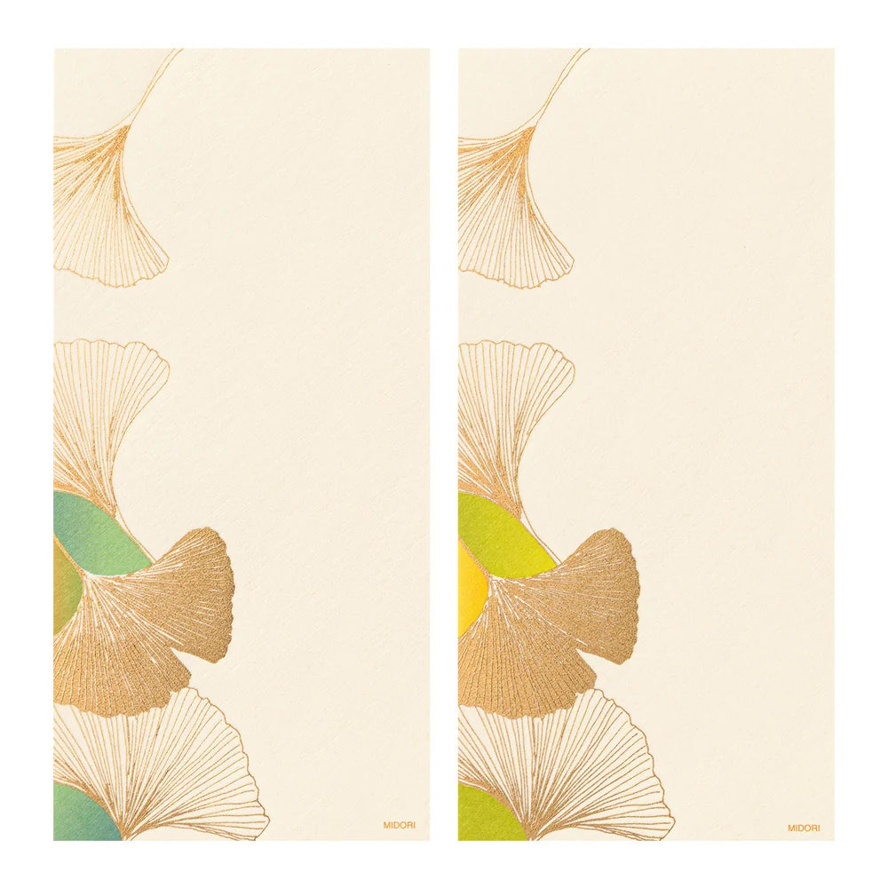 Midori Dancing Ginkgo Message Pad | Gold-Foiled Washi Paper