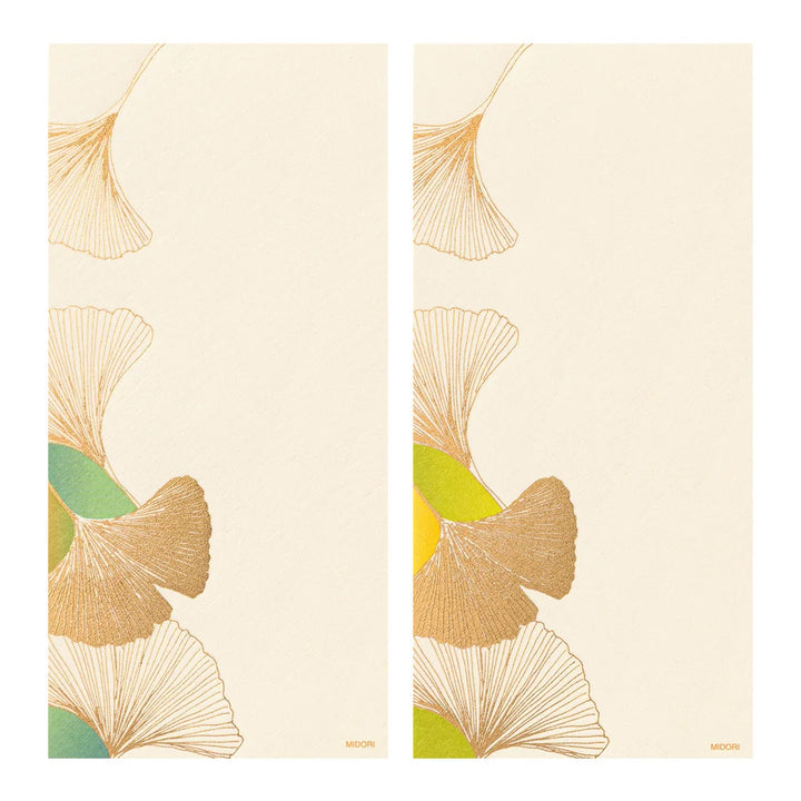 Midori Dancing Ginkgo Message Pad | Gold-Foiled Washi Paper