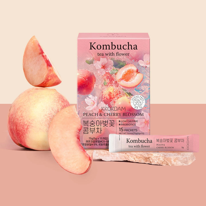 Peach and Cherry Blossom Flower Kombucha Tea