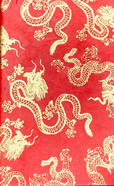 Golden Red Dragon Hand Stitched Notebook