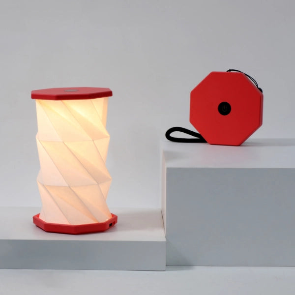 Mini Twist Hexagon Lamp | Coral Red