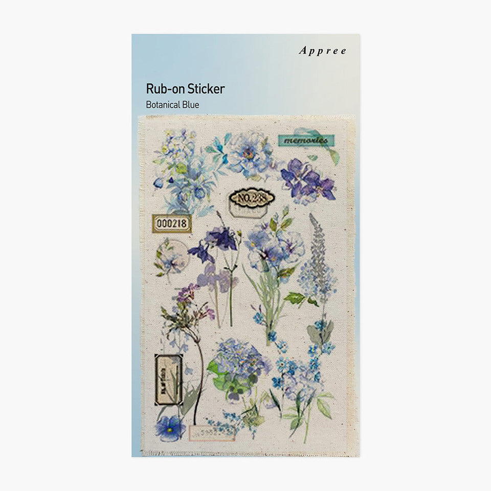 Botanical Blue Rub-On Stickers