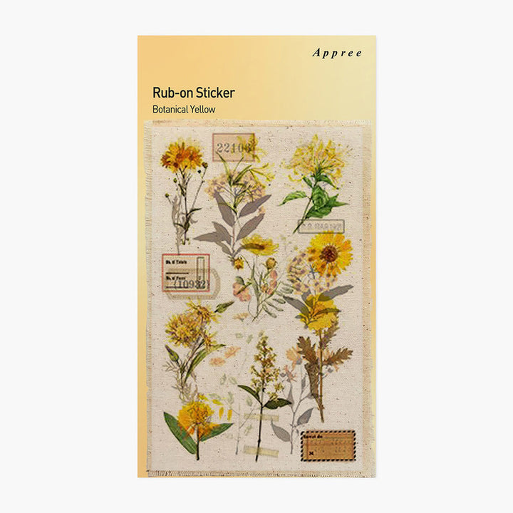 Botanical Yellow Rub-On Stickers