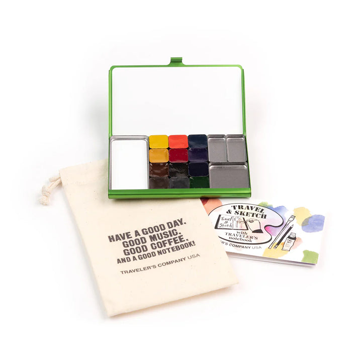 TRAVEL & SKETCH Green Pocket Explore Palette Plus | TRC USA x Art Toolkit | Limited Edition