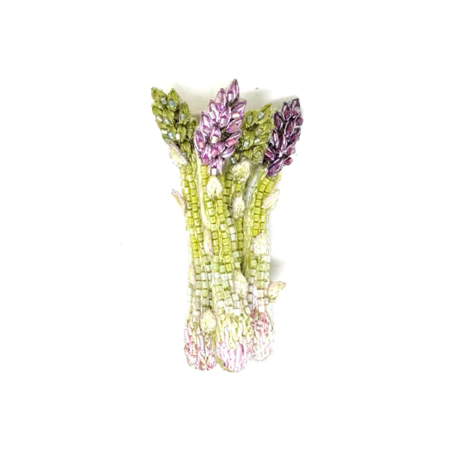 Asparagus Hand-Embroidered Brooch Pin