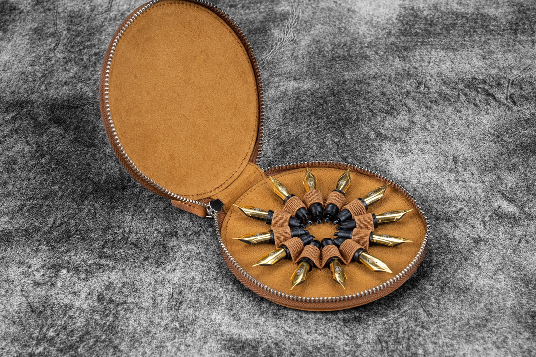 The Nib Circle | Leather Zip Nib Case for 12 Nibs
