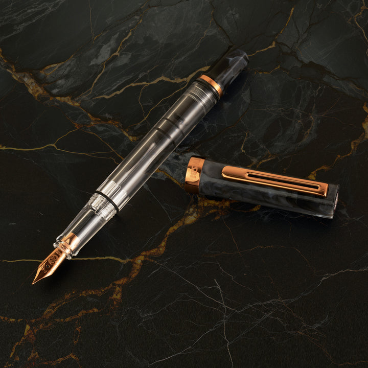 ECO Fountain Pen | Black Marble with Bronze