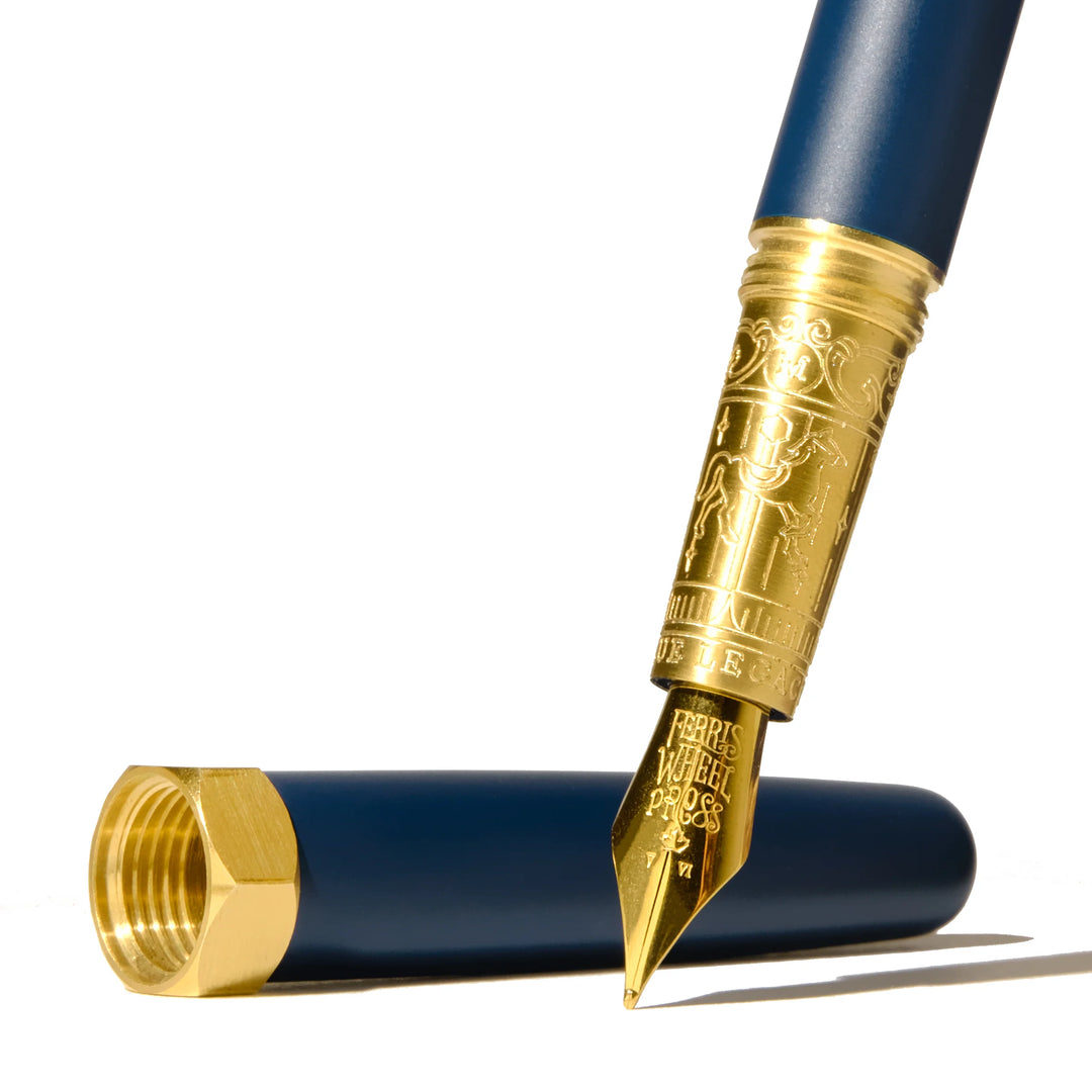 Blue Legacy Satin Brush Fountain Pen | Gold-Plated Fine Nib | Limited Edition