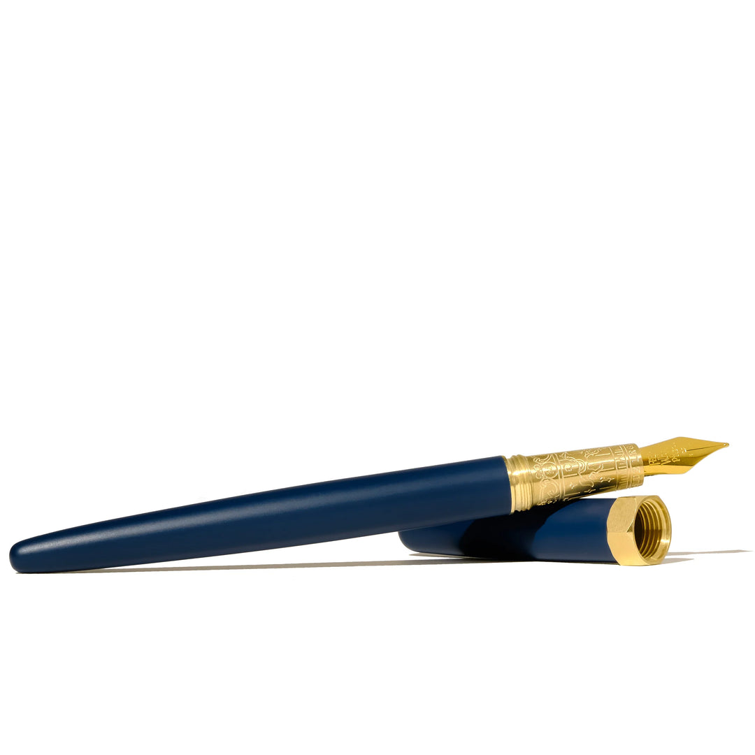 Blue Legacy Satin Brush Fountain Pen | Gold-Plated Fine Nib | Limited Edition