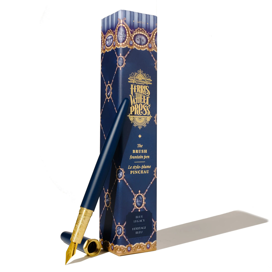 Blue Legacy Satin Brush Fountain Pen | Gold-Plated Fine Nib | Limited Edition