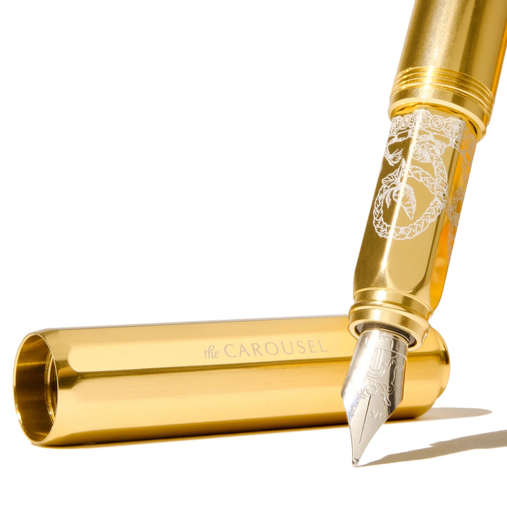 Plaited Gold Tress Carousel Aluminum Fountain Pen | Limited Edition