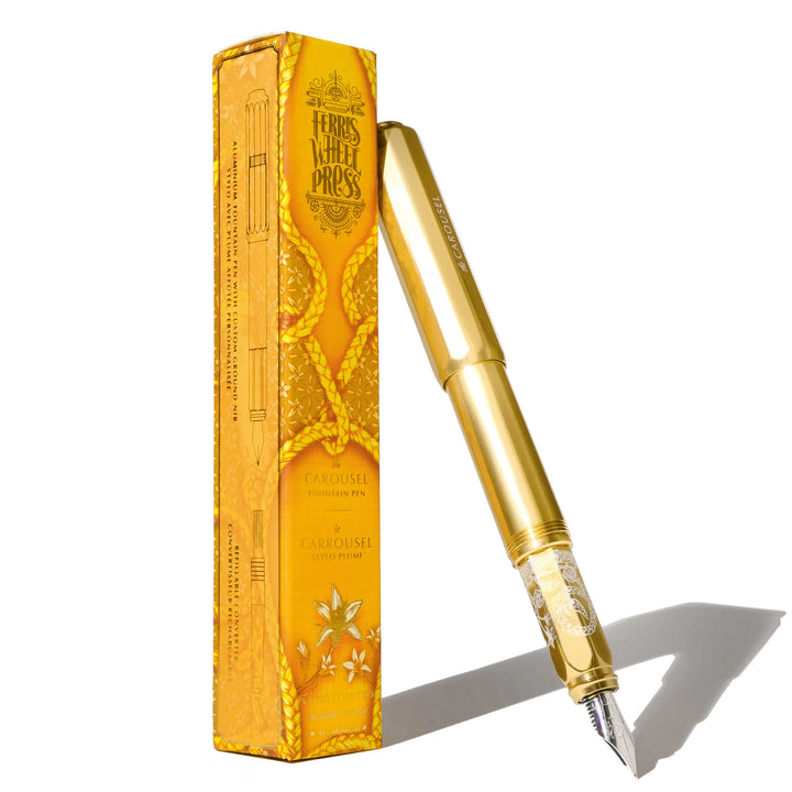 Plaited Gold Tress Carousel Aluminum Fountain Pen | Limited Edition
