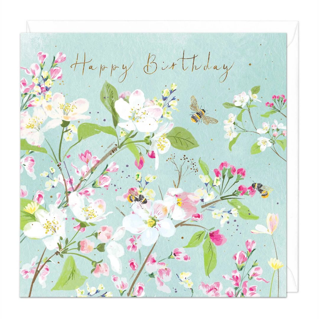 Bees and Apple Blossom Birthday | Greeting Card