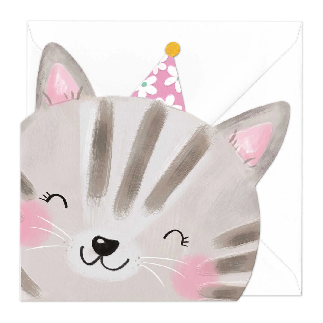 Carly the Cat in Party Hat | Greeting Card