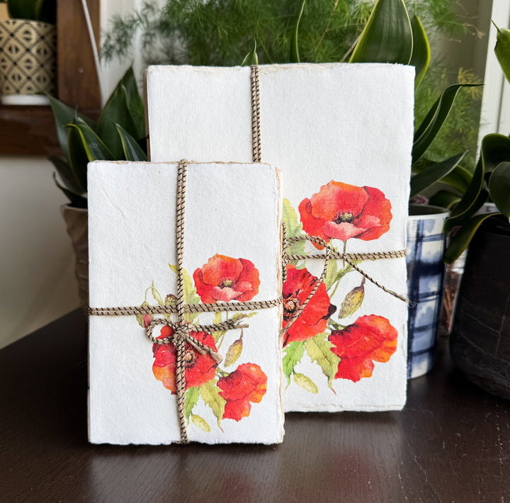 Red Poppy Parchment Paper Notebook