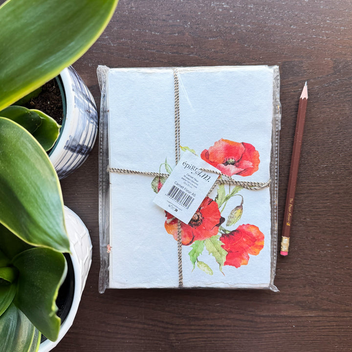 Red Poppy Parchment Paper Notebook