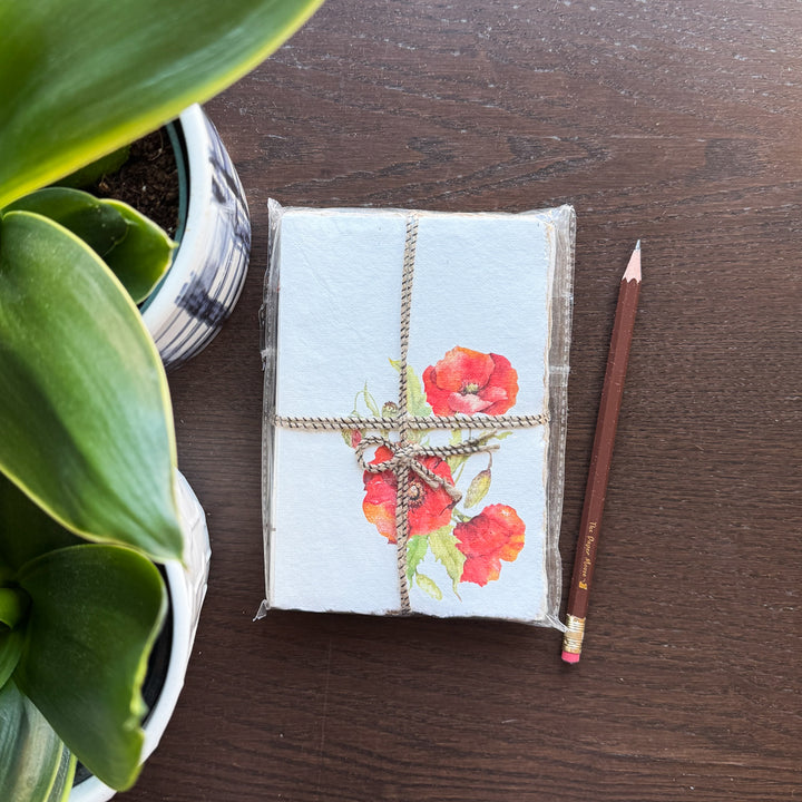 Red Poppy Parchment Paper Notebook