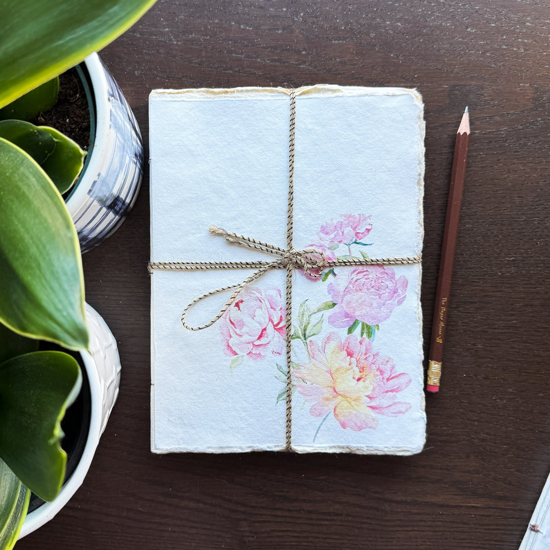 Pink Peony Parchment Paper Notebook
