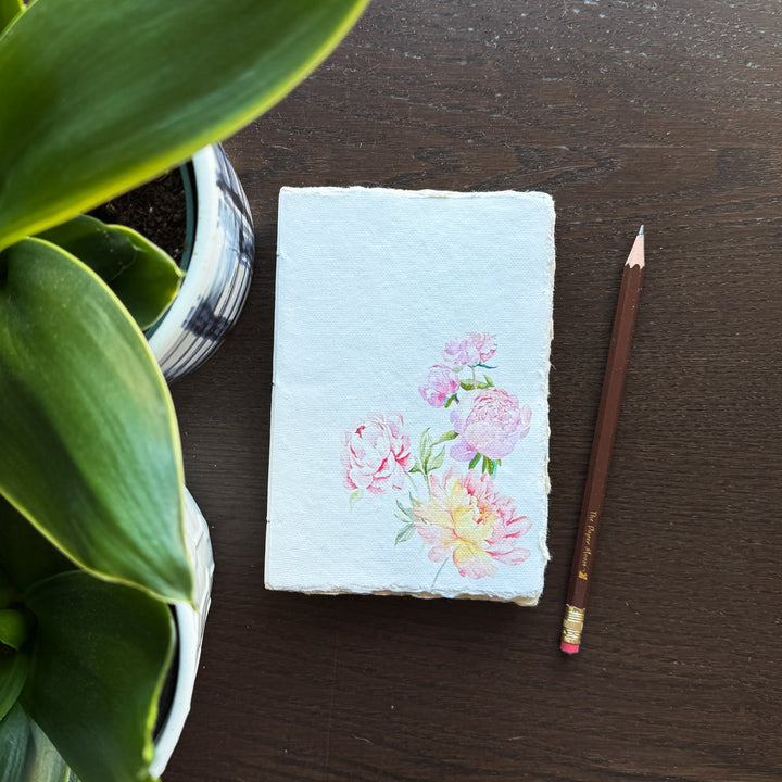 Pink Peony Parchment Paper Notebook