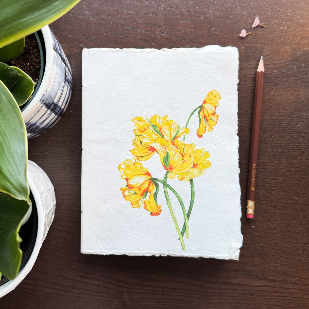 Yellow Tulip Parchment Paper Notebook