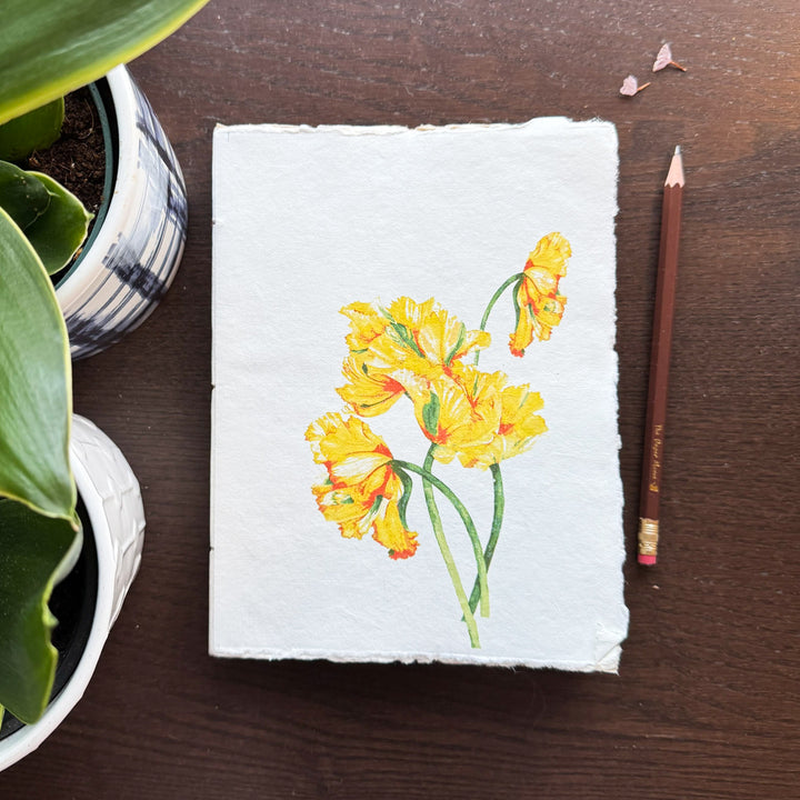 Yellow Tulip Parchment Paper Notebook