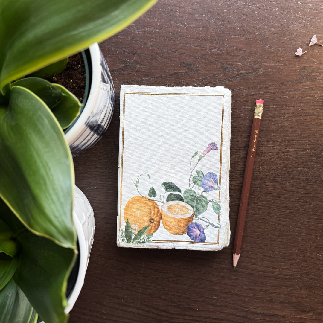 Lemon Flower Parchment Paper A6 Notebook