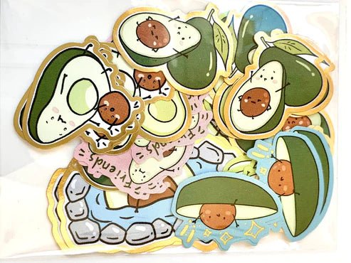 Avocado Boba Sticker Set