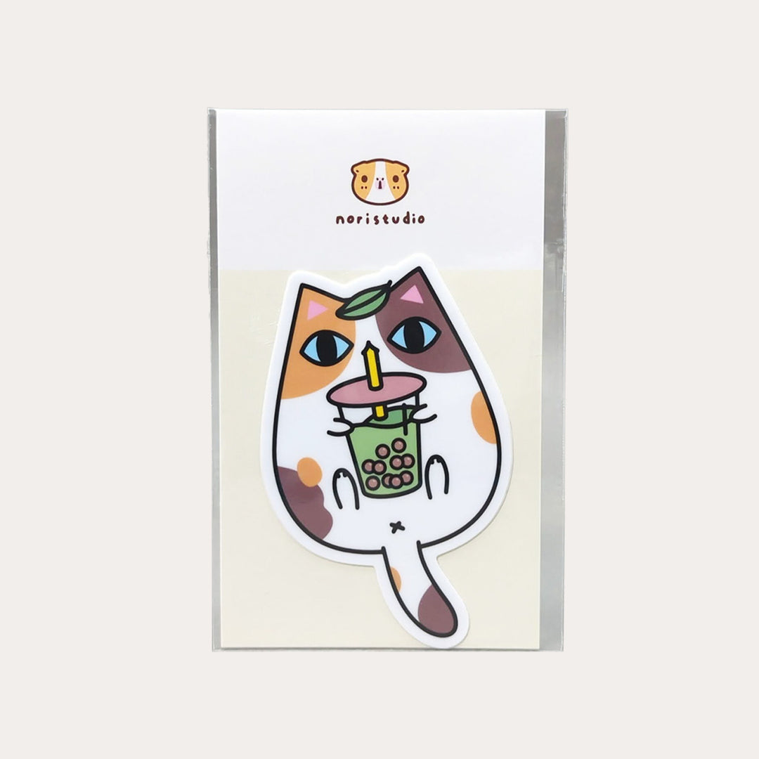 Calico Cat and Bubble Tea | Vinyl Sticker