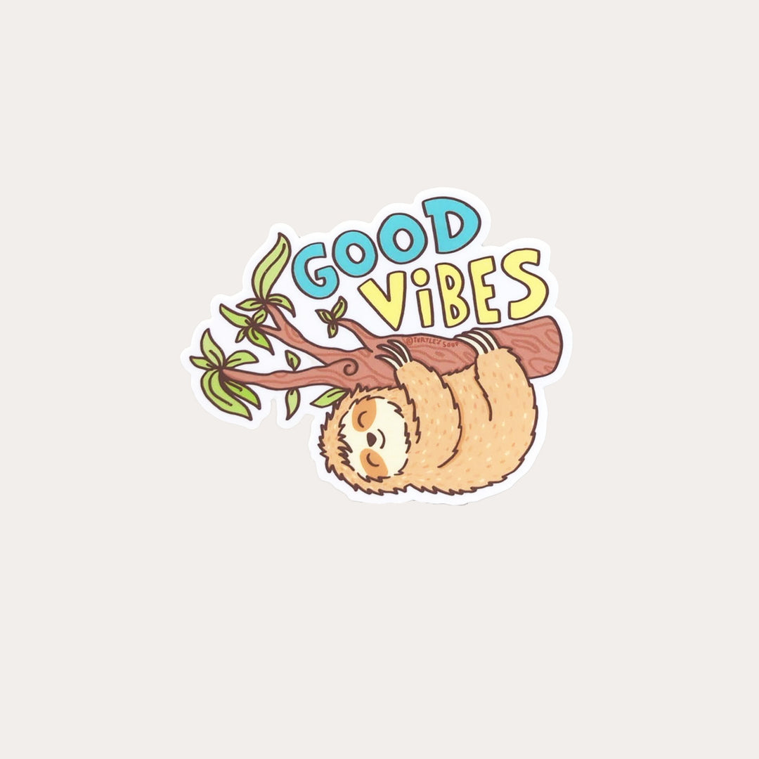 Good Vibes Hanging Sloth | Vinyl Sticker