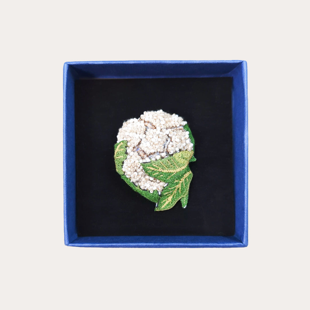 Cauliflower Hand-Embroidered Brooch Pin