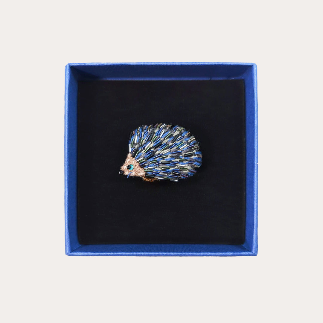 Hedgehog Hand-Embroidered Brooch Pin