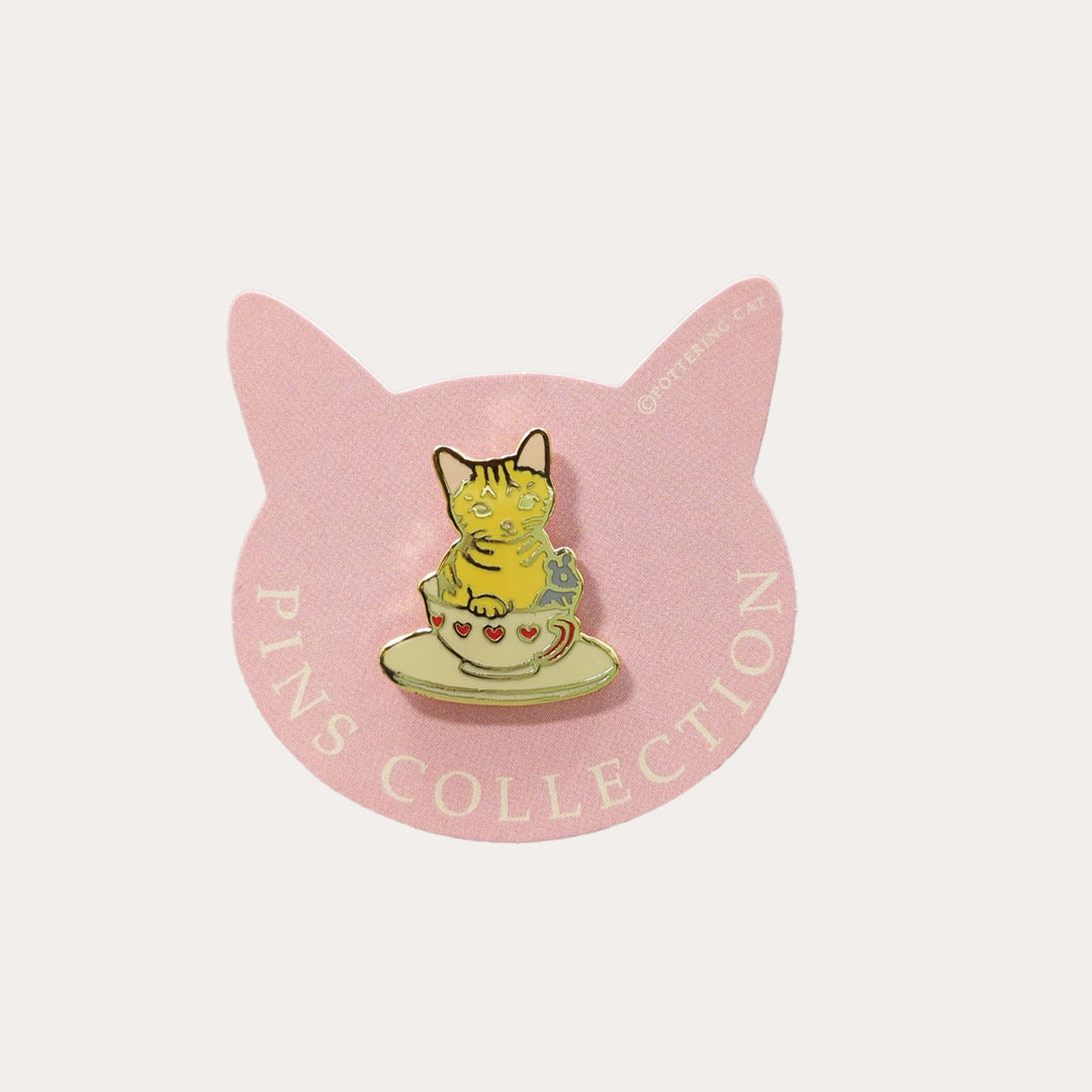 Tea Cup Cat Enamel Pin