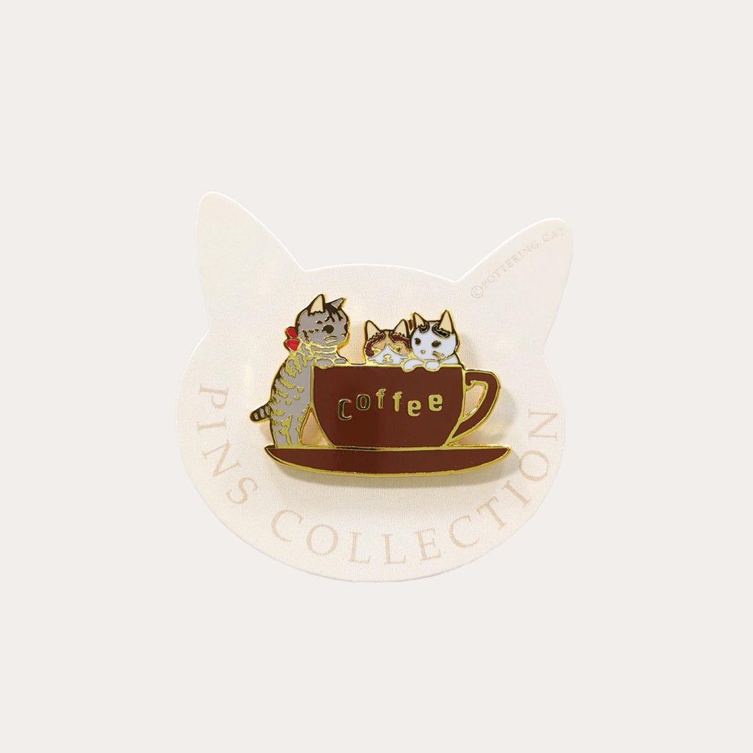Coffee Cup Cat Enamel Pin