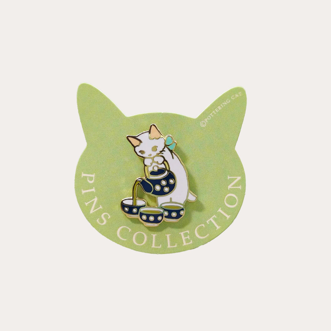 Tea Art Cat Enamel Pin