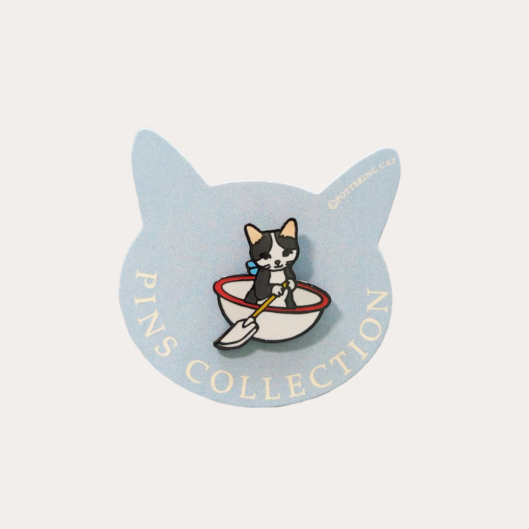 Cat in Bowl Enamel Pin