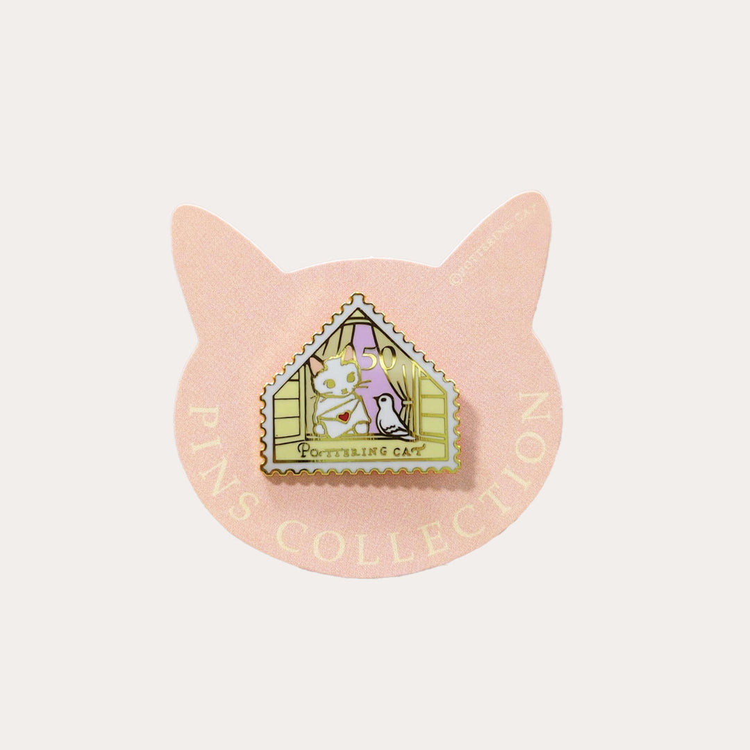 Homing Pigeon Cat Stamp Enamel Pin *