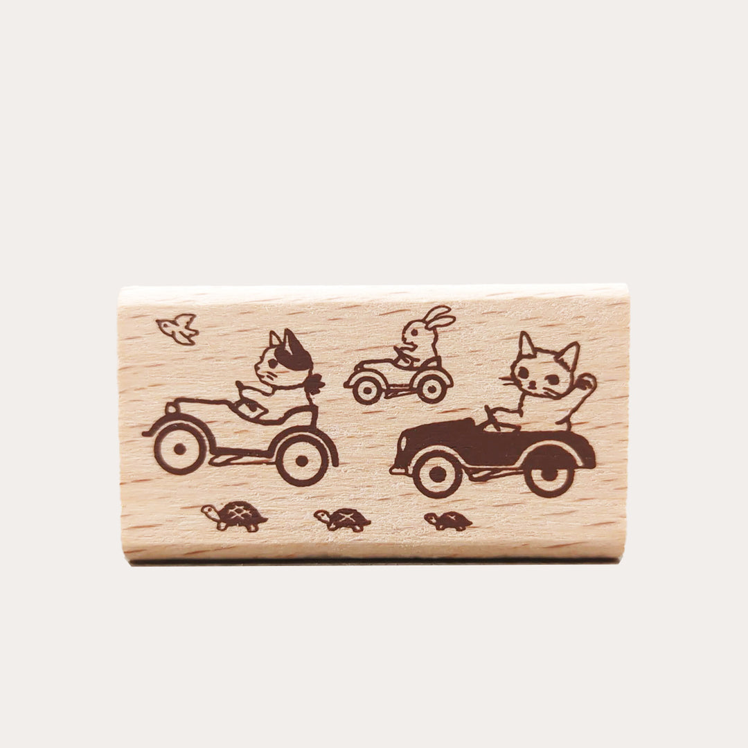 Pedal Car Cat Wooden Stamp