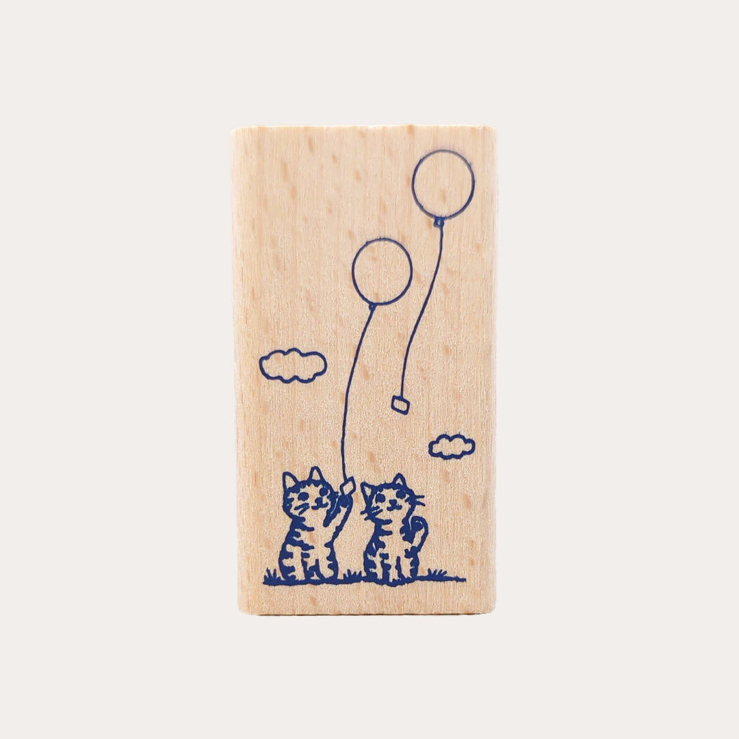 Balloon Cat Wooden Stamp