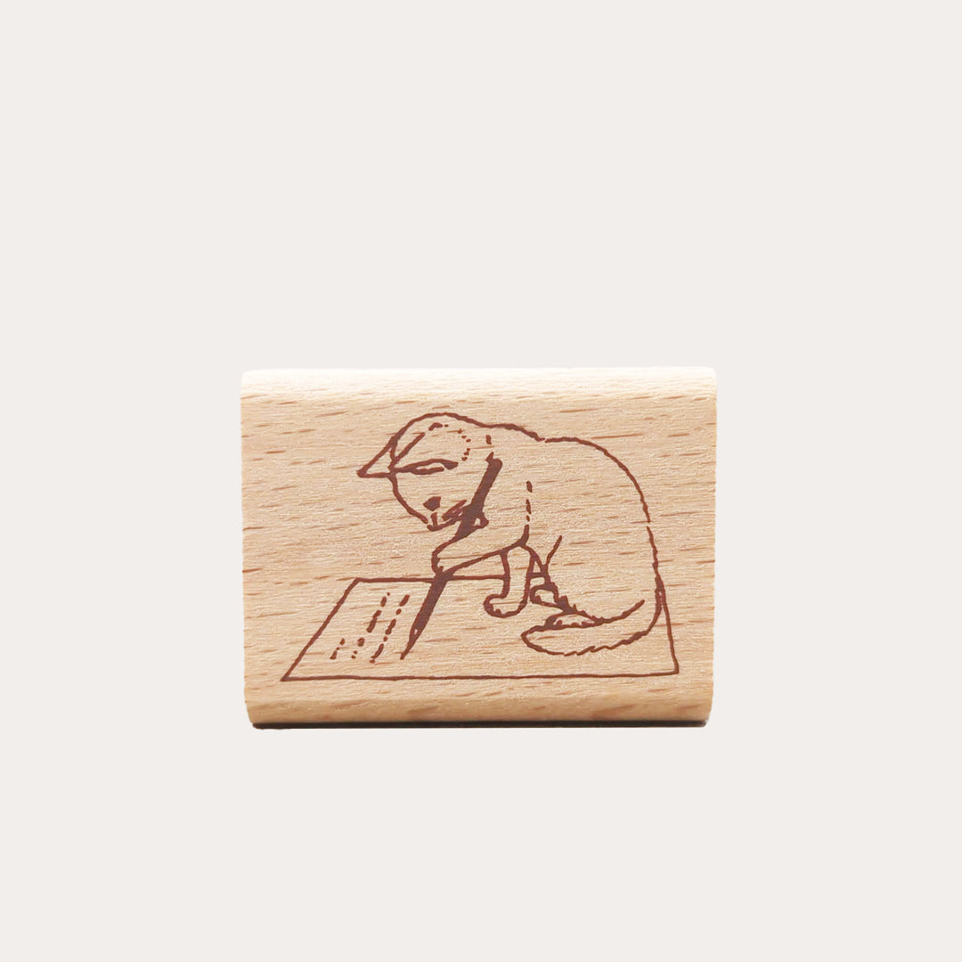 Write A Letter Cat Wooden Stamp