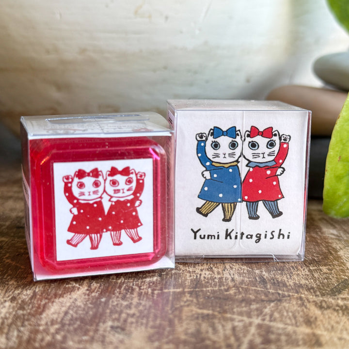 Sanby x Yumi Kitagishi Self-Inking Stamp | Cat Duo