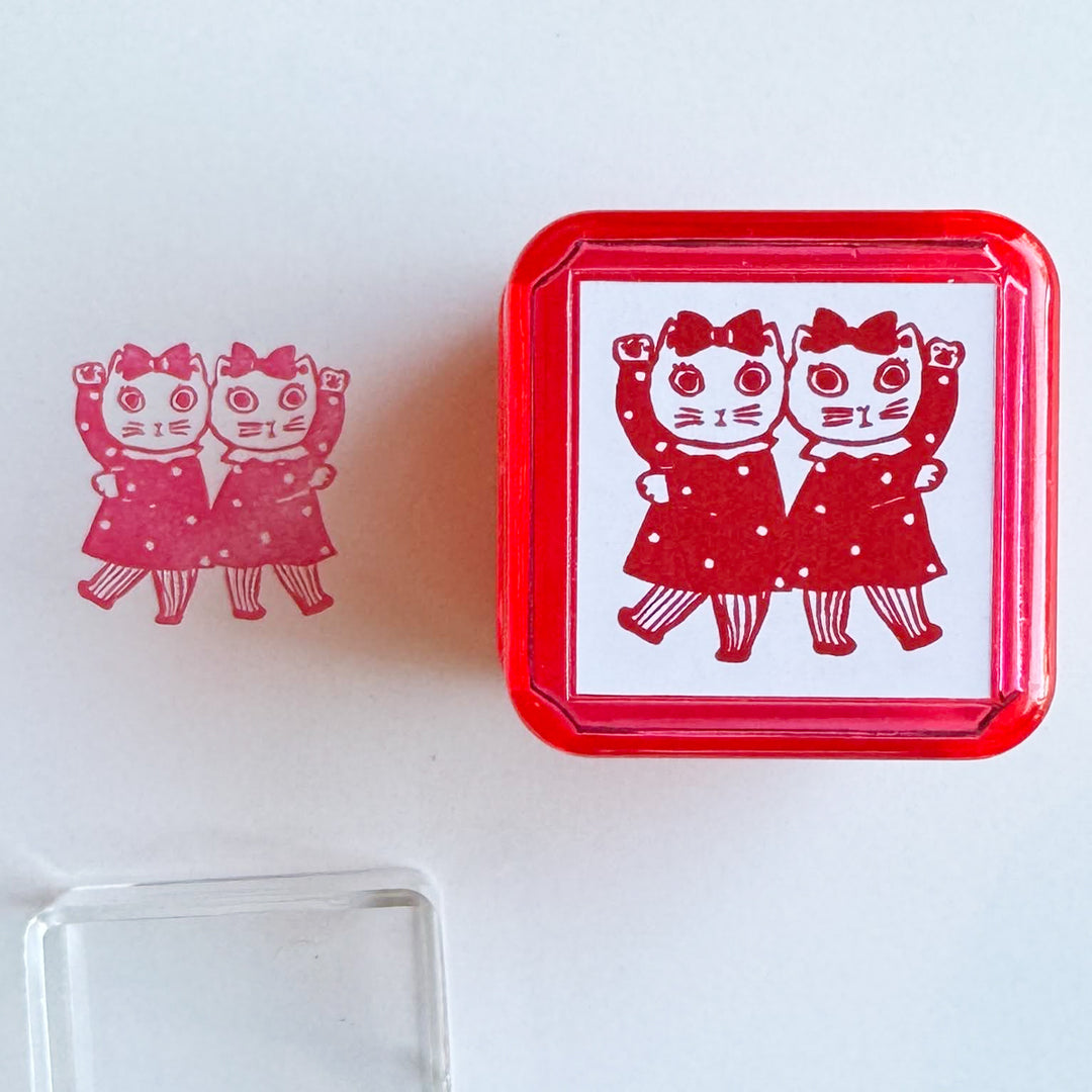 Sanby x Yumi Kitagishi Self-Inking Stamp | Cat Duo