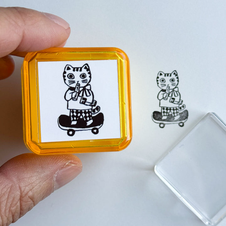 Sanby x Yumi Kitagishi Self-Inking Stamp | Cat Outing