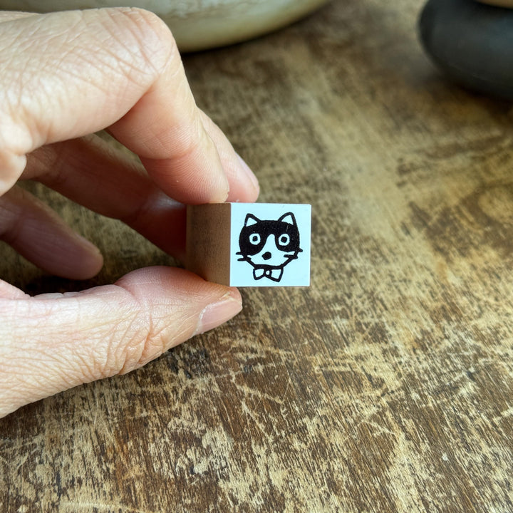 Sanby x Yumi Kitagishi Stamp | Chibi Black and White Cat