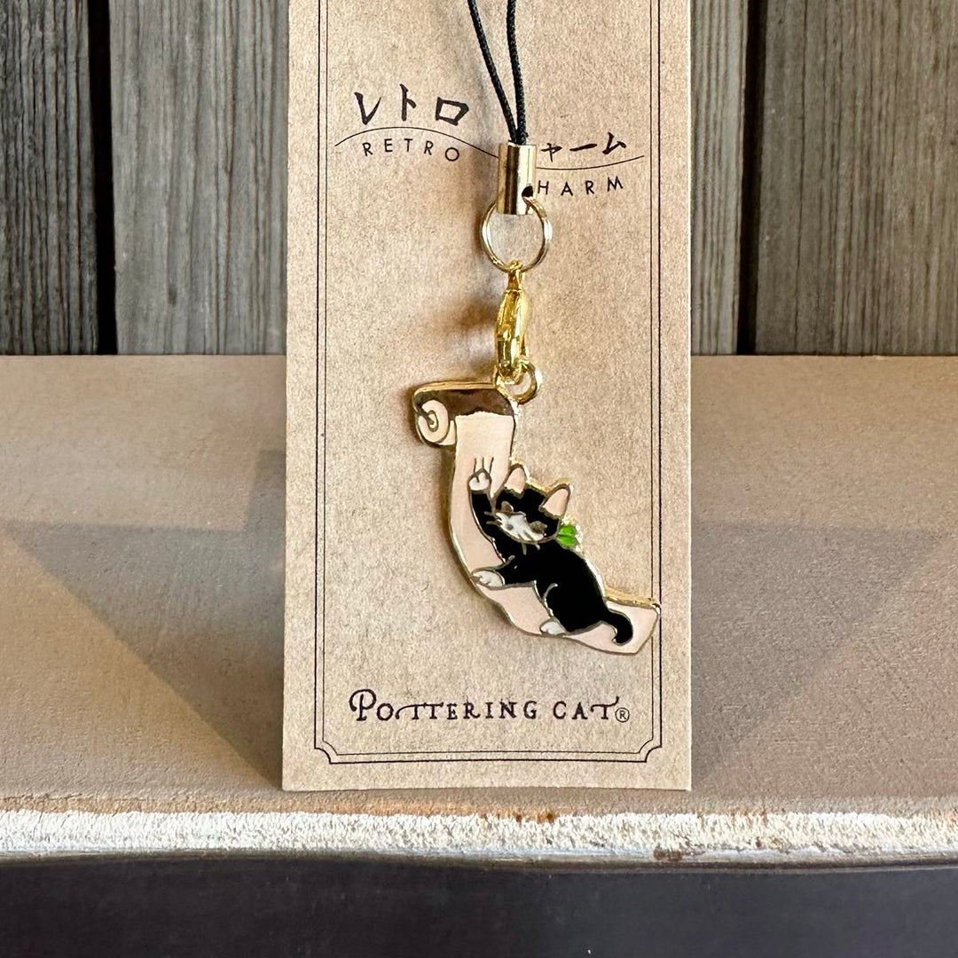 Toilet Paper Cat Enamel Charm