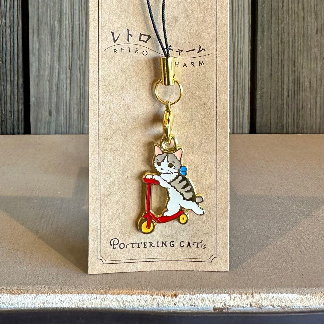 Scooter Cat Enamel Charm