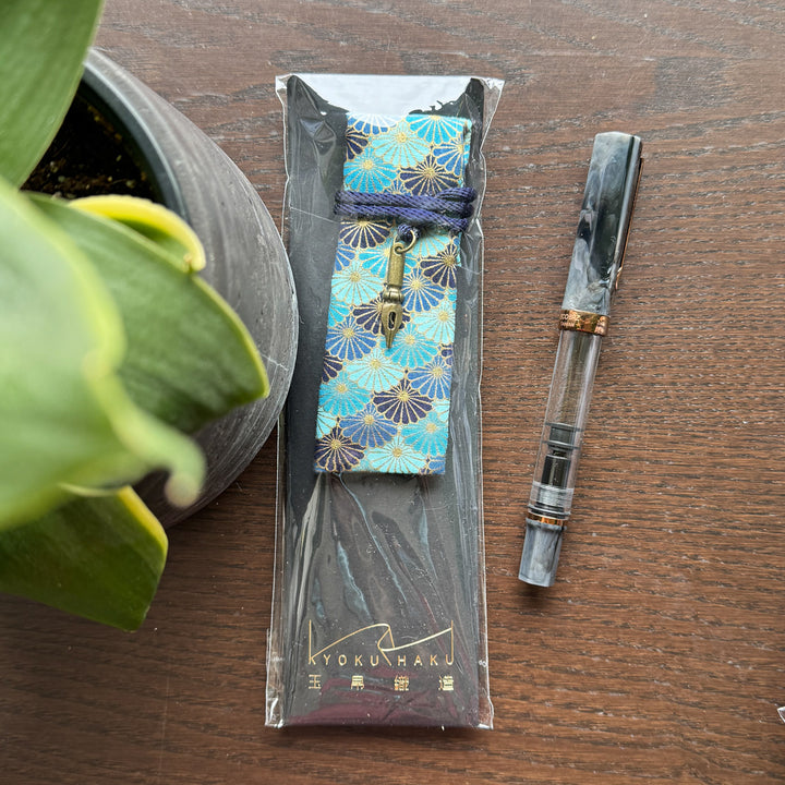 Japanese Blue Kiku Single Pen Sleeve