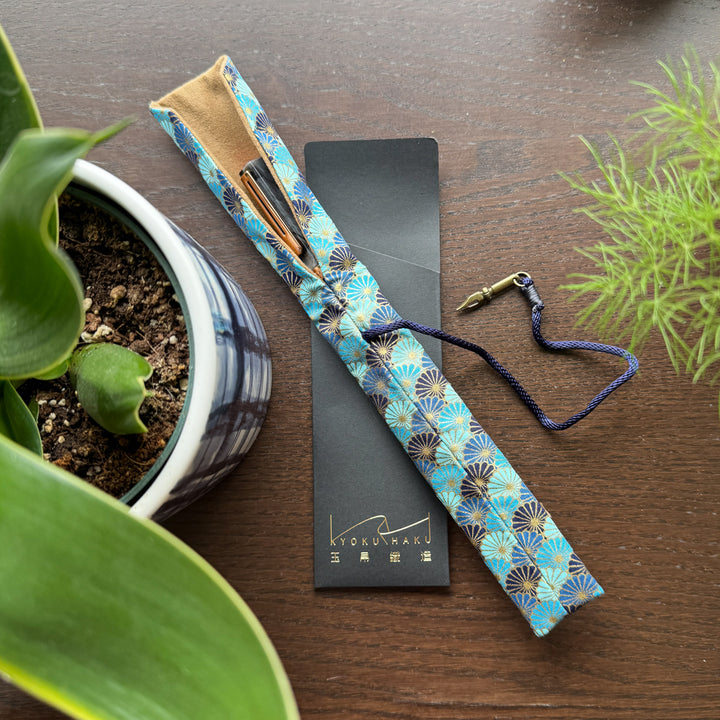 Japanese Blue Kiku Single Pen Sleeve
