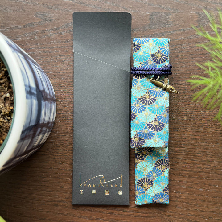 Japanese Blue Kiku Single Pen Sleeve