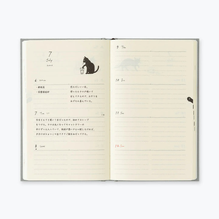 2026 Weekly Diary Book | Gray Cat