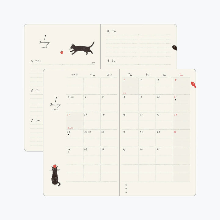2026 Weekly Diary Book | Gray Cat